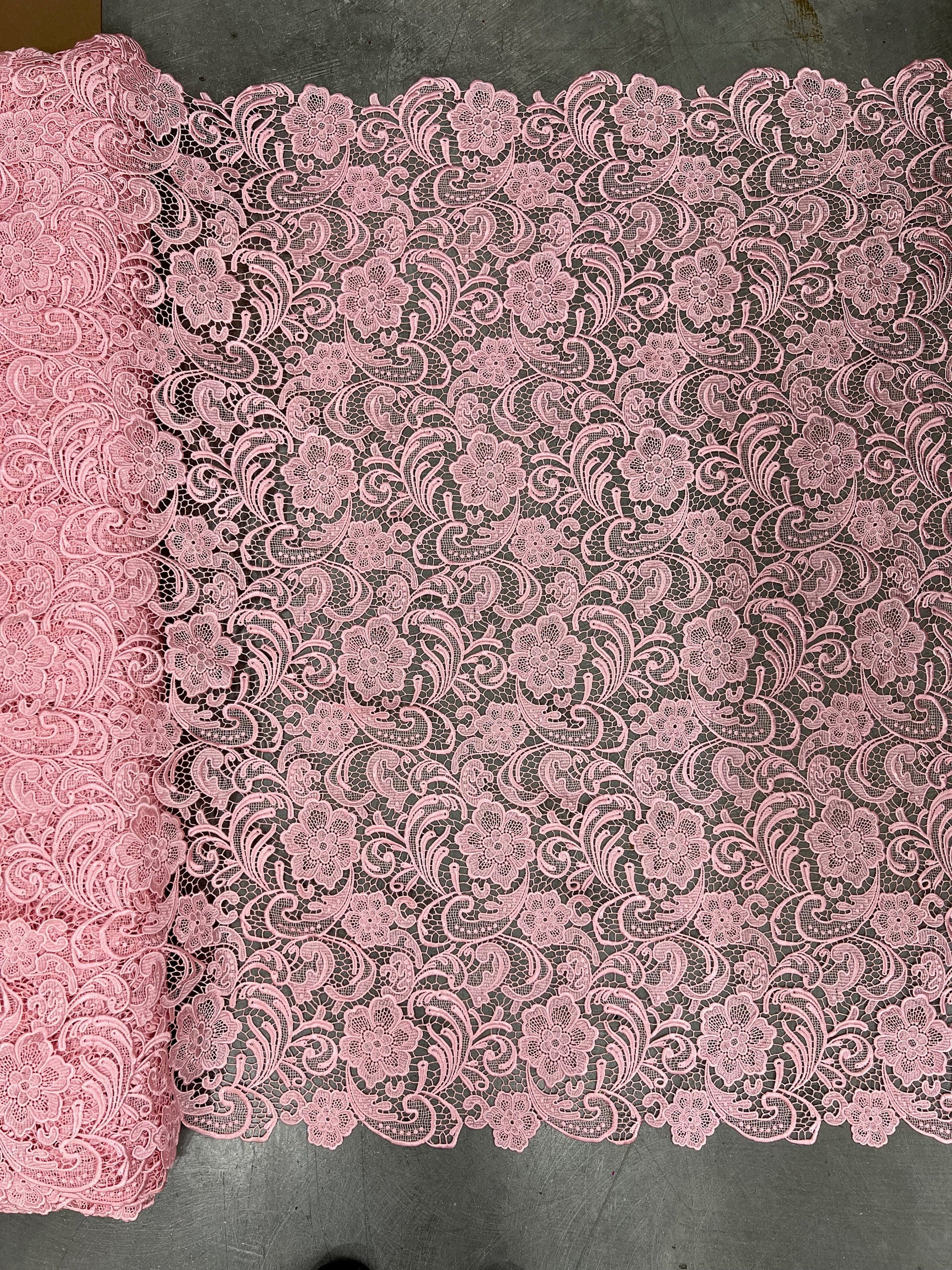 Maggie PINK Guipure Venice Medium Weight Lace Fabric by the Yard - 10019