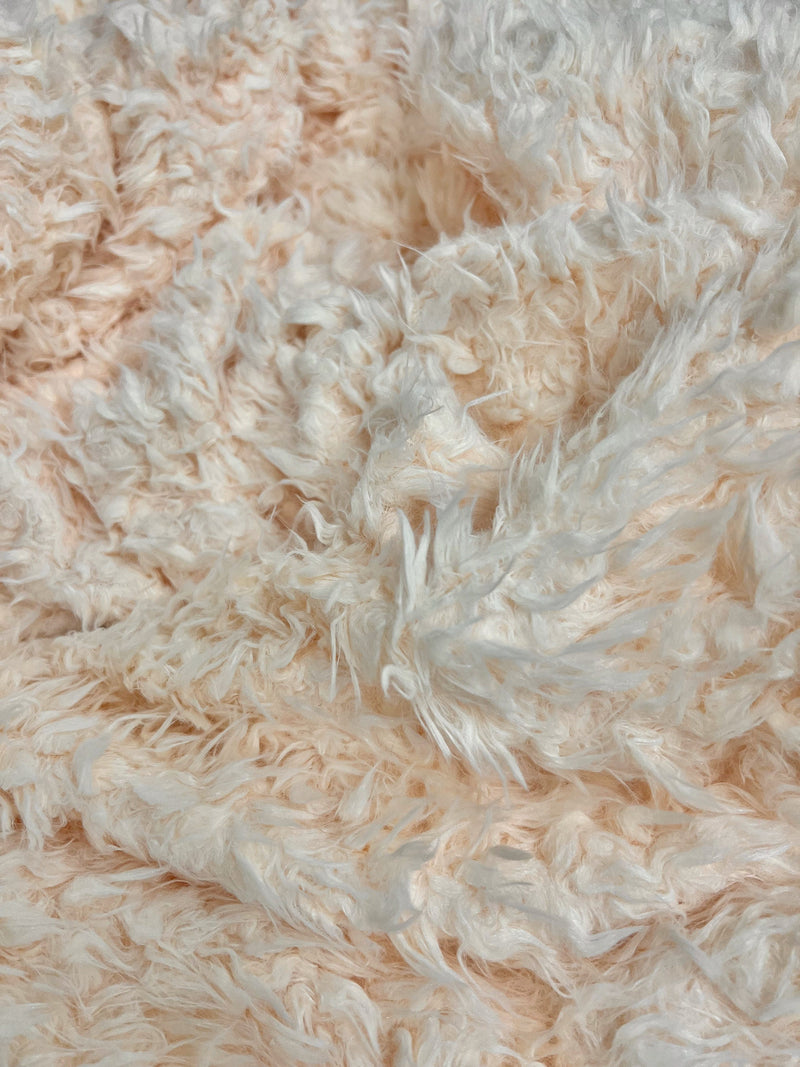 Poppy LIGHT BLUSH Flokati Mongolian Short Pile Soft Faux Fur Fabric for Fursuit, Cosplay Costume, Photo Prop, Trim, Throw Pillow, Crafts