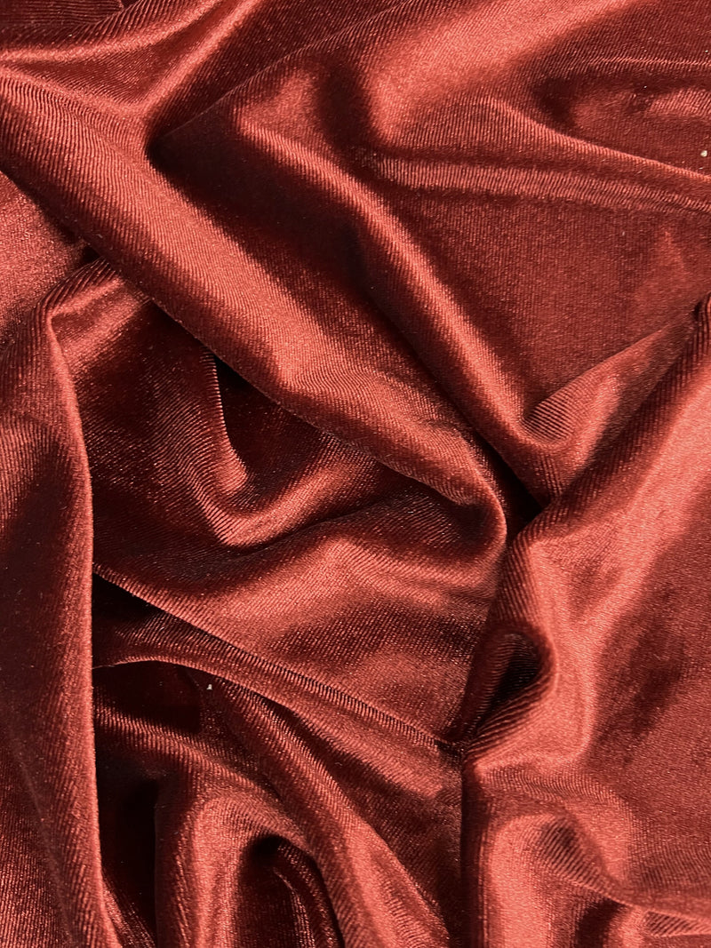 Princess DARK AMBER Polyester Spandex Stretch Velvet Fabric by the Yard for Tops, Dresses, Skirts, Dance Wear, Costumes, Crafts - 10001
