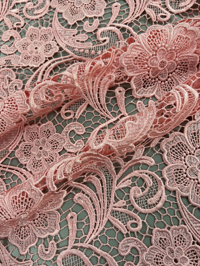 Maggie PINK Guipure Venice Medium Weight Lace Fabric by the Yard - 10019