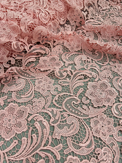 Maggie PINK Guipure Venice Medium Weight Lace Fabric by the Yard - 10019