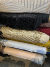 Thea GOLD Geometric Sequins Diamond & Stripes on Mesh Lace Fabric by the Yard - 10026