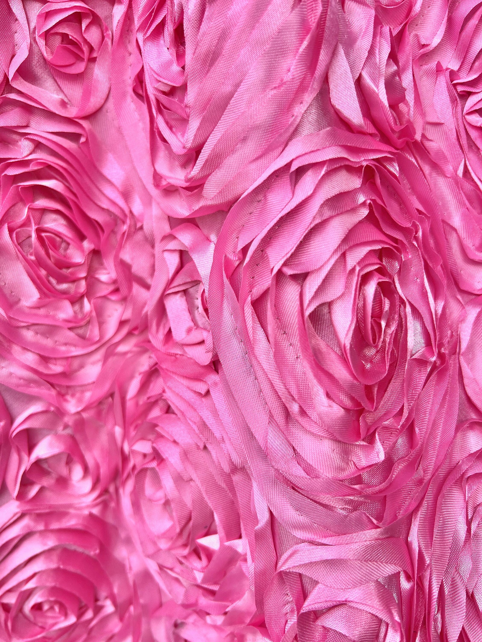 Paige PINK 3D Floral Polyester Satin Rosette Fabric by the Yard - 10028