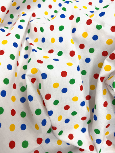 Aileen WHITE/MULTI COLOR 1 cm Polka Dots on Polyester Cotton Fabric for Non-Medical Face Mask Lining, Apparel, Quilts, Costumes, Crafts