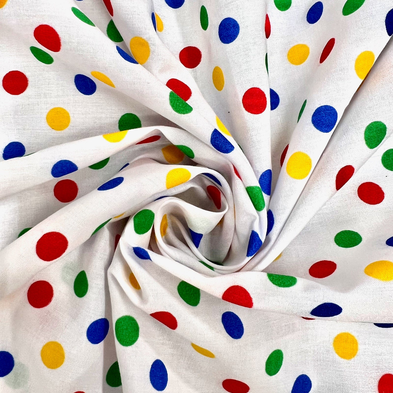 Aileen WHITE/MULTI COLOR 1 cm Polka Dots on Polyester Cotton Fabric for Non-Medical Face Mask Lining, Apparel, Quilts, Costumes, Crafts