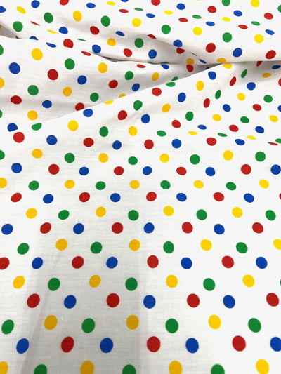 Aileen WHITE/MULTI COLOR 1 cm Polka Dots on Polyester Cotton Fabric for Non-Medical Face Mask Lining, Apparel, Quilts, Costumes, Crafts