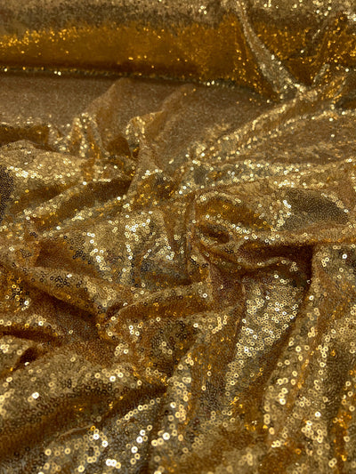 Leila DARK GOLD Sequins on Mesh Fabric by the Yard - 10050