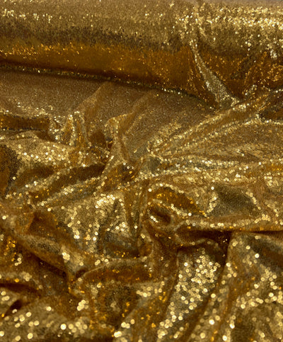 Leila DARK GOLD Sequins on Mesh Fabric by the Yard - 10050