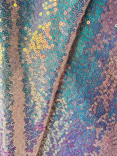 Leila HOLOGRAPHIC WHITE Sequins on Mesh Fabric by the Yard - 10050