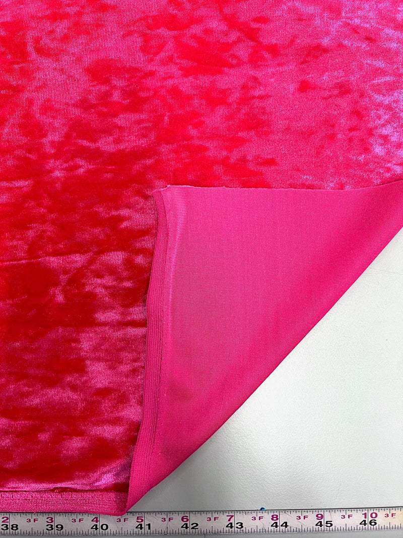 Samantha HOT PINK Polyester Stretch Crushed Velvet Fabric by the Yard for Bows, Topknot. Headwraps, Scrunchies, Clothes, Costumes, Crafts