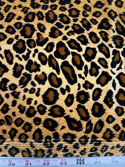 Dana DARK BROWN CAMEL Leopard Pattern Polyester Stretch Velvet Fabric for Bows, Headwraps, Scrunchies, Clothes, Costumes, Crafts - 10160