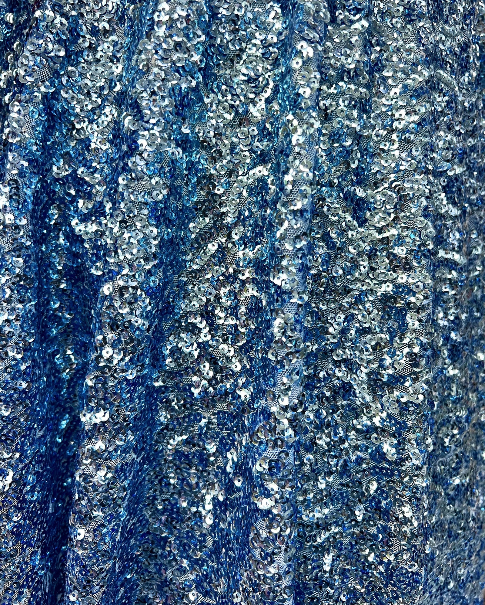 Bianca DUSTY BLUE Allover Sequins on Mesh Fabric by the Yard - 10104