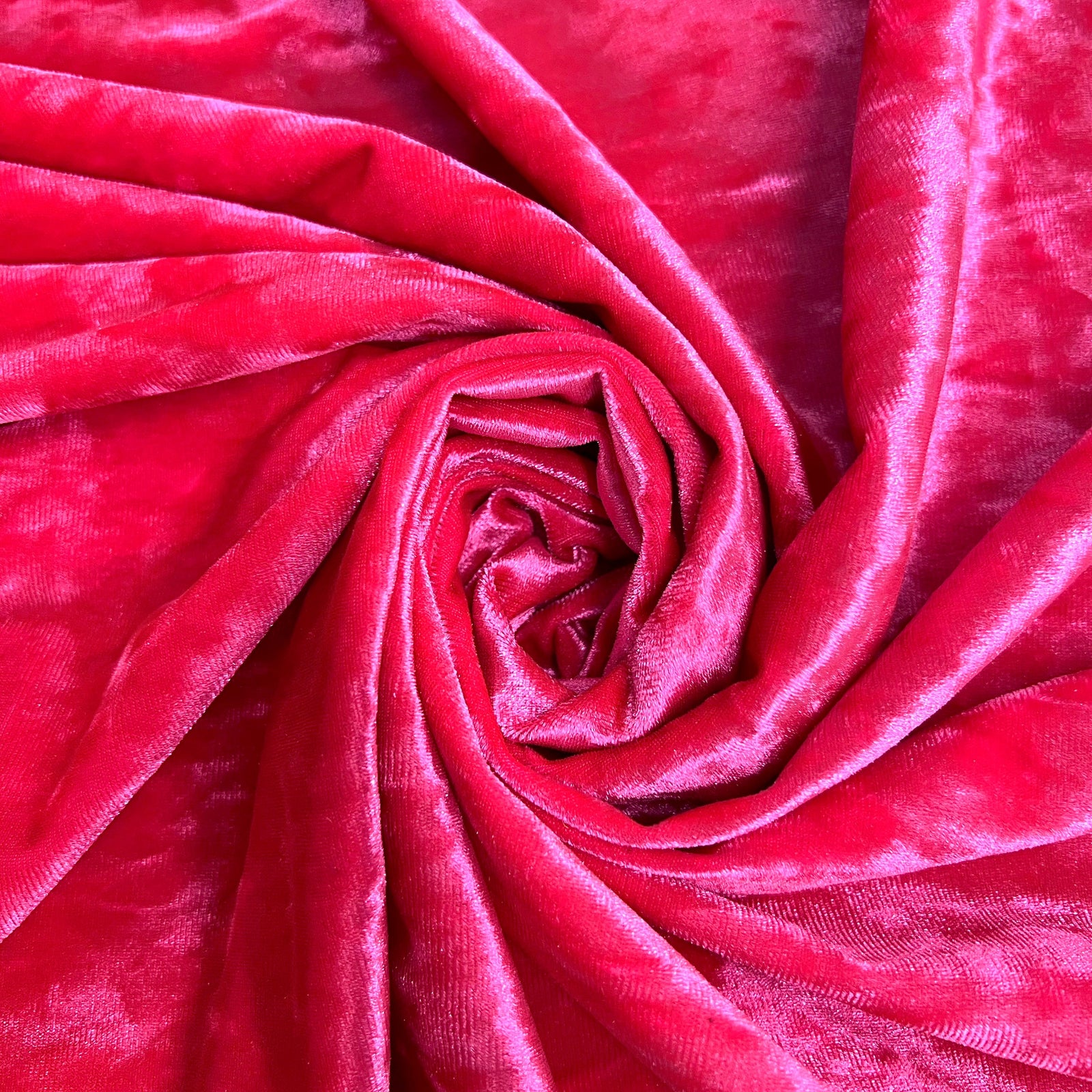 Samantha HOT PINK Polyester Stretch Crushed Velvet Fabric by the Yard for Bows, Topknot. Headwraps, Scrunchies, Clothes, Costumes, Crafts