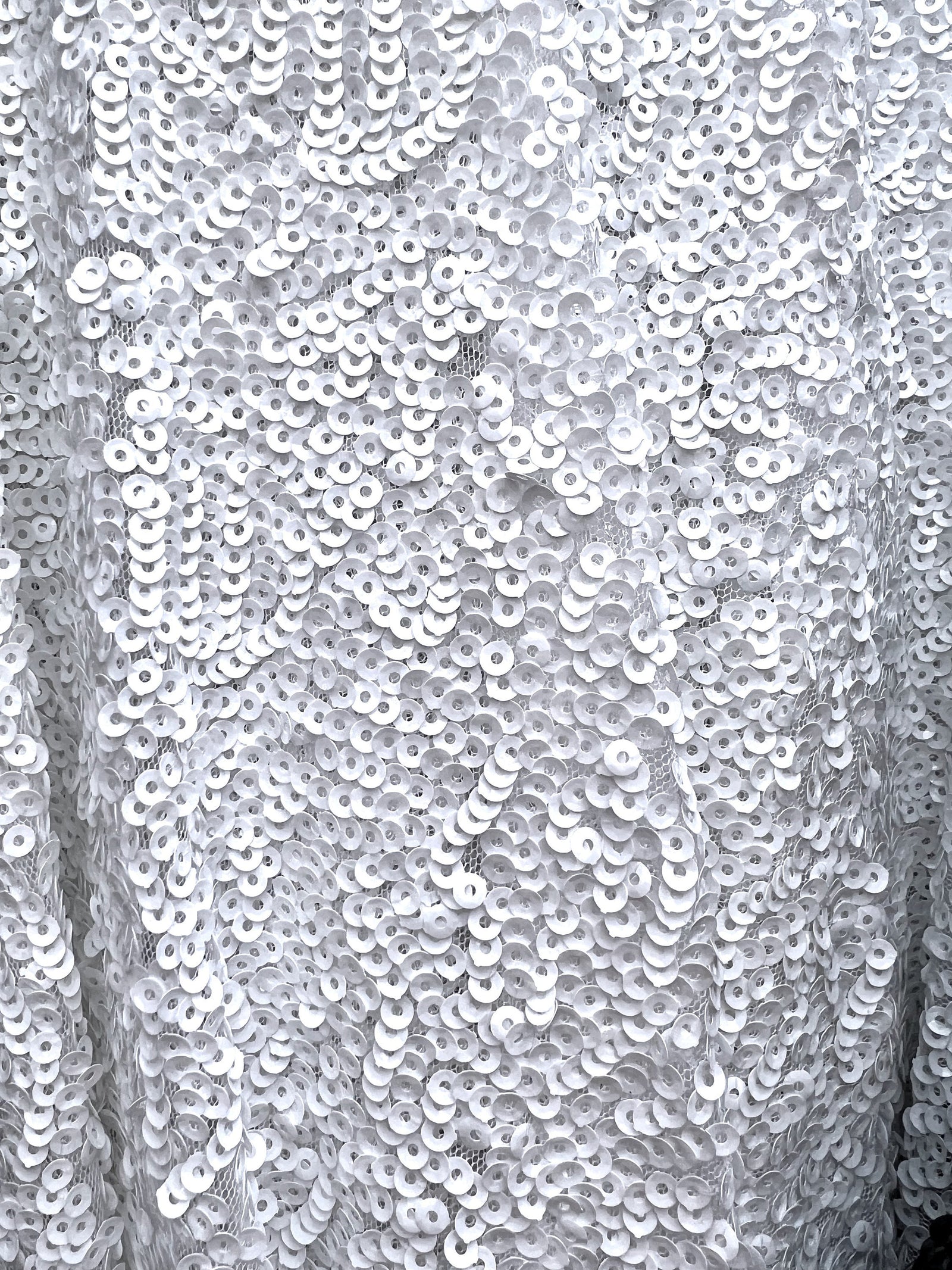 Bianca WHITE Allover Sequins on Mesh Fabric by the Yard - 10104