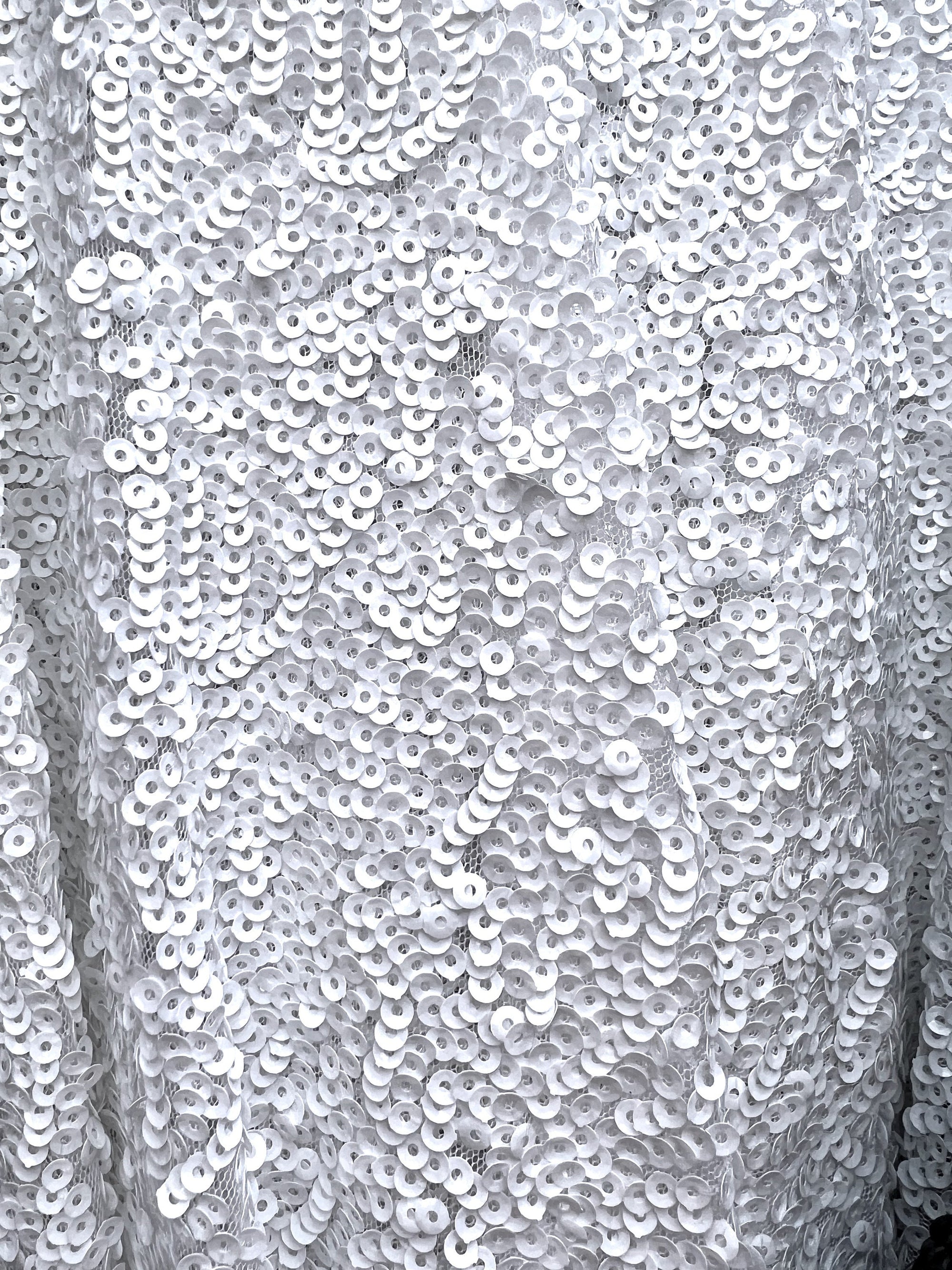 Bianca WHITE Allover Sequins on Mesh Fabric by the Yard - 10104