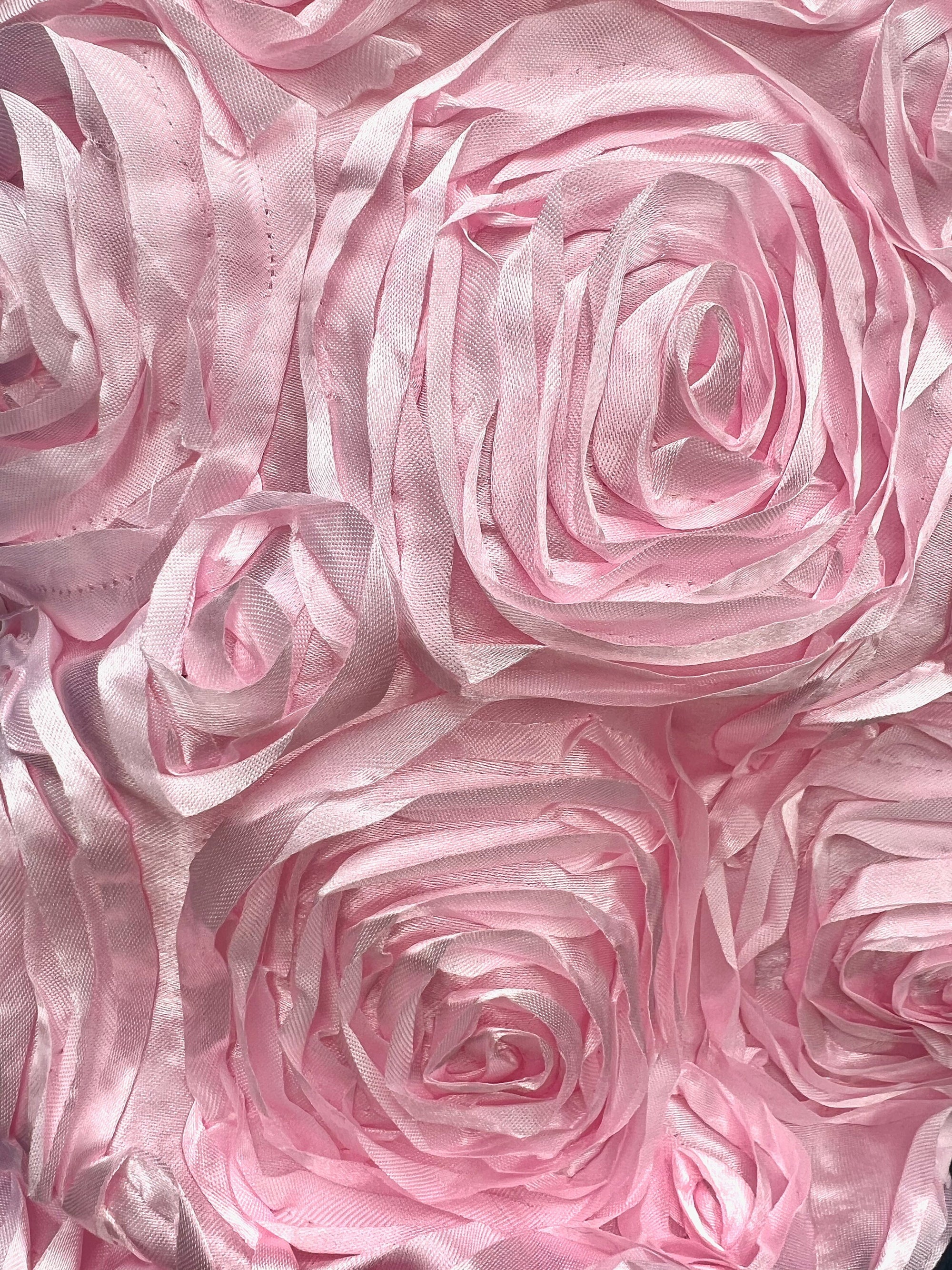 Paige LIGHT PINK 3D Floral Polyester Satin Rosette Fabric by the Yard - 10028