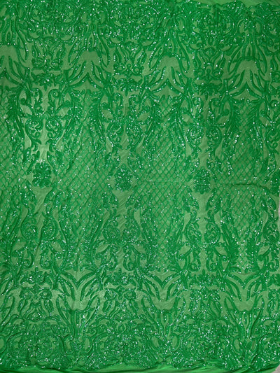 Phoebe GREEN Sequins on Mesh Lace Fabric by the Yard - 10062