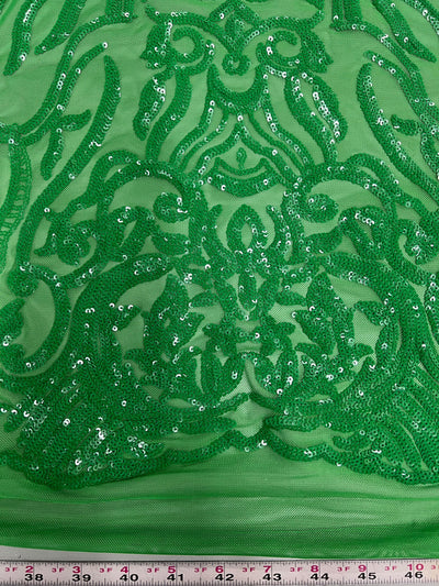 Phoebe GREEN Sequins on Mesh Lace Fabric by the Yard - 10062