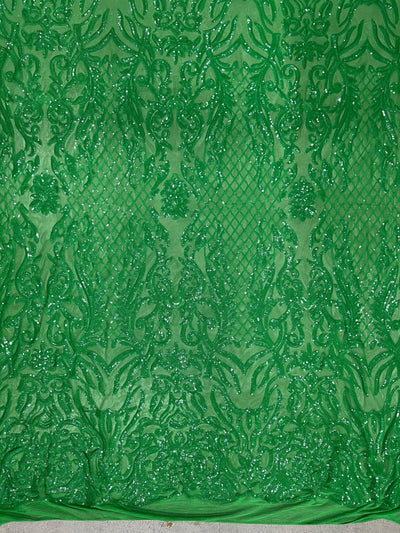 Phoebe GREEN Sequins on Mesh Lace Fabric by the Yard - 10062