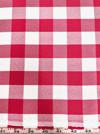 Camille FUCHSIA 1" Big Checkered Gingham Pattern Poly Poplin Fabric by the Yard - 10049