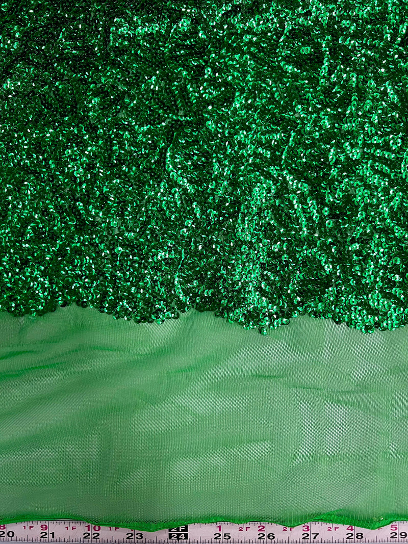 Bianca GREEN Allover Sequins on Mesh Fabric by the Yard - 10104
