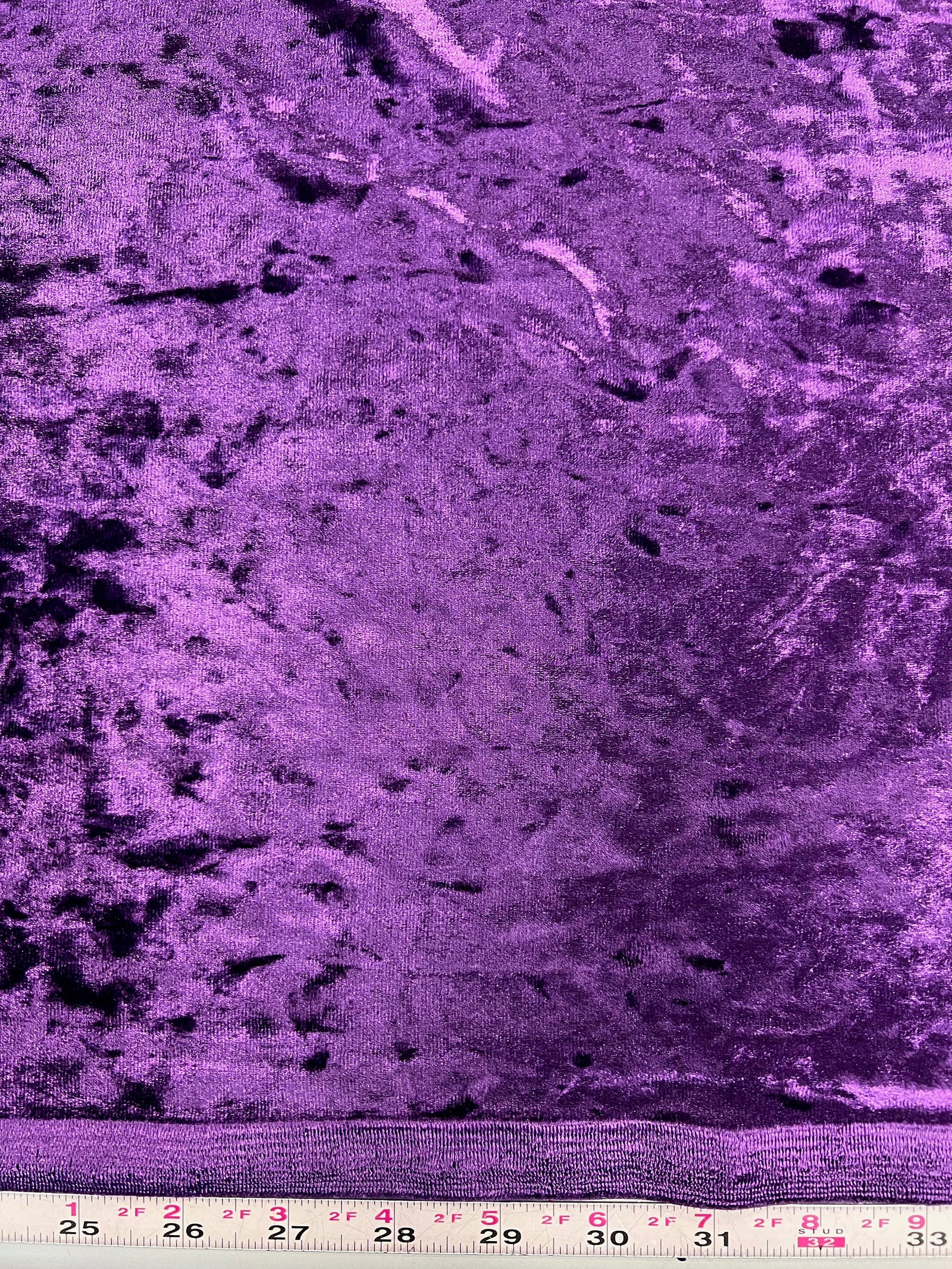Samantha PURPLE Polyester Stretch Crushed Velvet Fabric by the Yard for Bows, Topknot, Head Wraps, Scrunchies, Clothes, Costumes, Crafts
