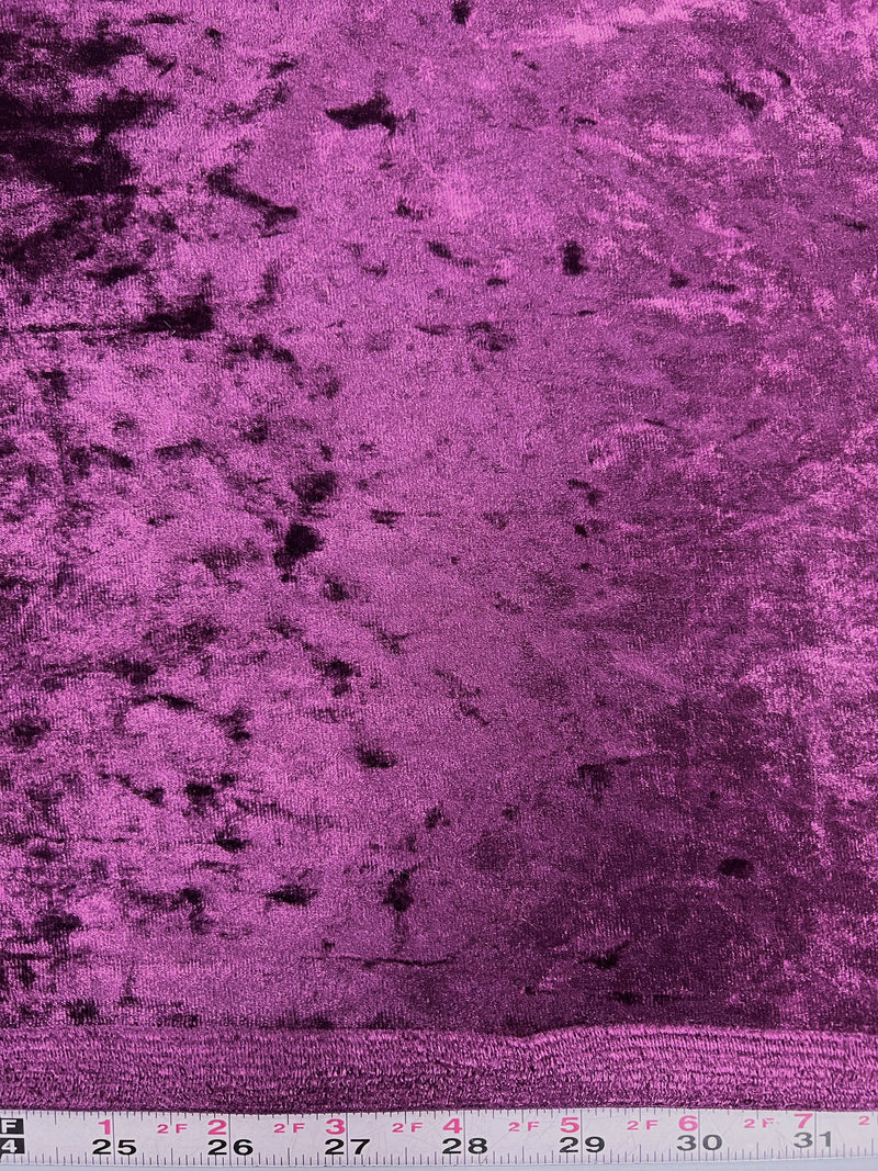 Samantha EGGPLANT Polyester Stretch Crushed Velvet Fabric by the Yard for Bows, Topknot, Head Wraps, Scrunchies, Clothes, Costumes, Crafts