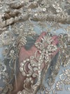 Vivian TAUPE Polyester Embroidery with Sequins on Mesh Lace Fabric by the Yard for Gown, Wedding, Bridesmaid, Prom - 10003