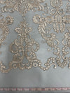 Vivian TAUPE Polyester Embroidery with Sequins on Mesh Lace Fabric by the Yard for Gown, Wedding, Bridesmaid, Prom - 10003