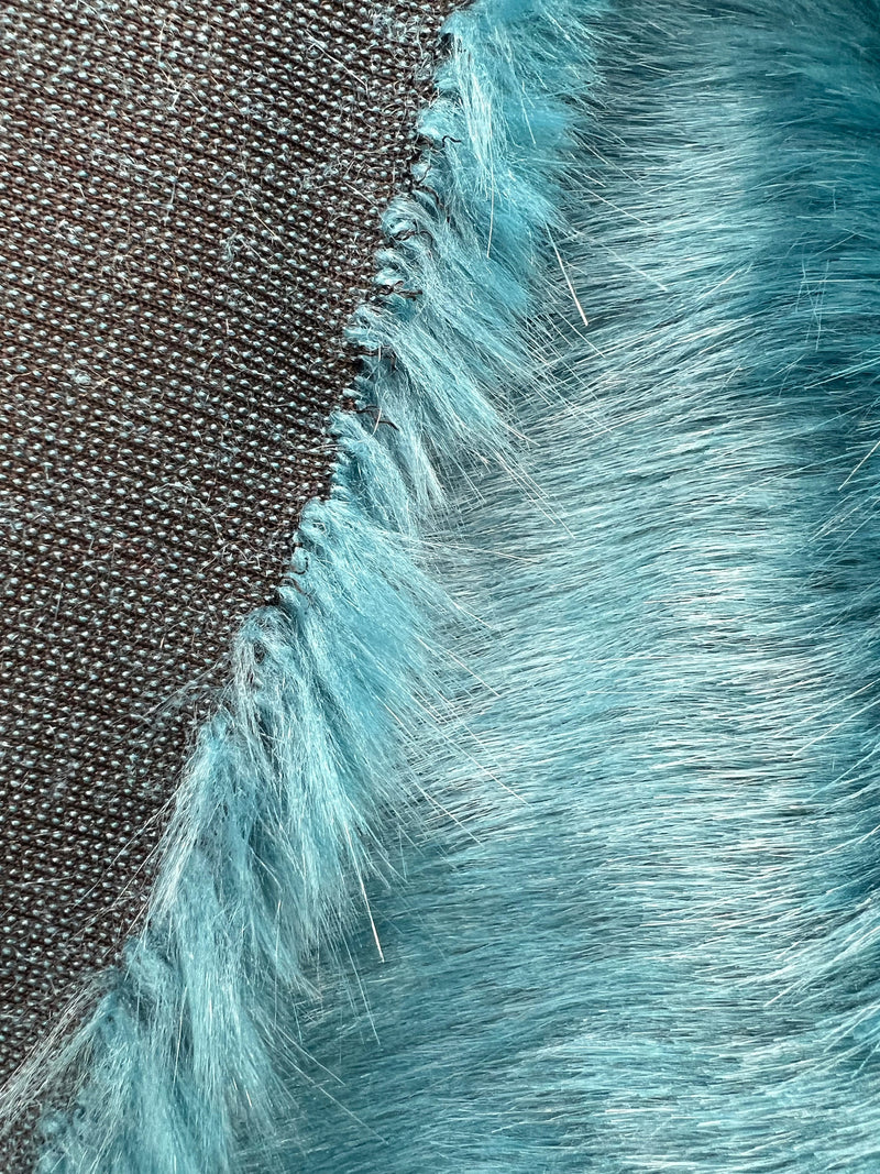 Zahra TEAL 0.6 Inch Short Pile Soft Faux Fur Fabric for Fursuit, Cosplay Costume, Photo Prop, Trim, Toss Pillow, Crafts