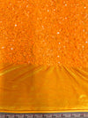 Stephanie ORANGE Overlap Sequins on ORANGE Stretch Velvet Fabric by the Yard for Gowns, Apparel, Costumes, Crafts - 10185