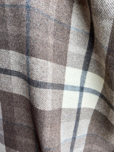 Corinne BEIGE TAUPE Tartan Tri-Blend Wool Polyester Acrylic Fabric