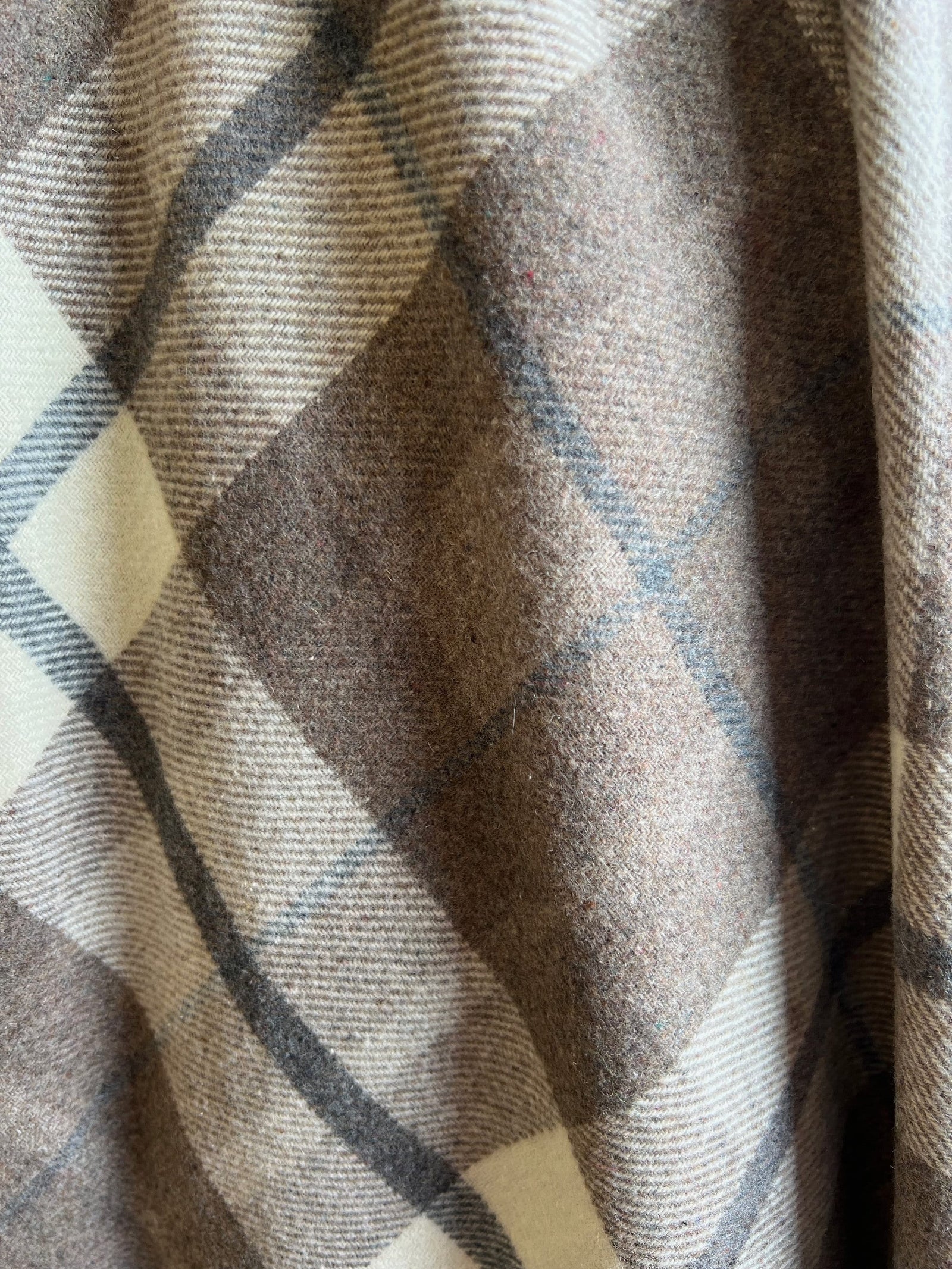 Corinne BEIGE TAUPE Tartan Tri-Blend Wool Polyester Acrylic Fabric