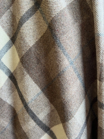 Corinne BEIGE TAUPE Tartan Tri-Blend Wool Polyester Acrylic Fabric