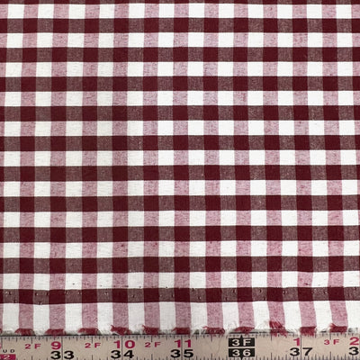 Carly BURGUNDY Mini Checkered Gingham Poly Cotton Fabric by the Yard - 10114