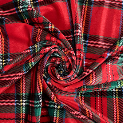 Sutton TARTAN PLAID-B on Polyester Stretch Velvet Fabric for Bows, TopKnot, Scrunchies, Clothes, Costumes, Crafts - 10171