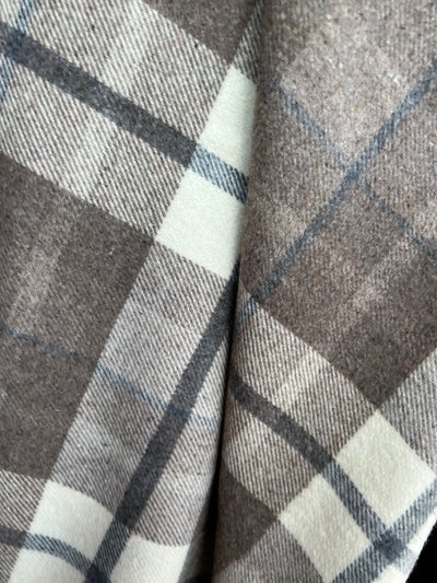 Corinne BEIGE TAUPE Tartan Tri-Blend Wool Polyester Acrylic Fabric
