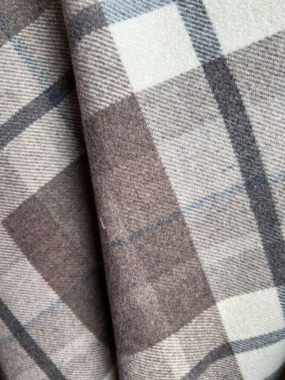 Corinne BEIGE TAUPE Tartan Tri-Blend Wool Polyester Acrylic Fabric