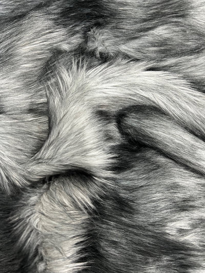 Bethany GREY BLACK Frost Mongolian Long Pile Soft Faux Fur Fabric for Fursuit, Cosplay Costume, Photo Prop, Trim, Crafts