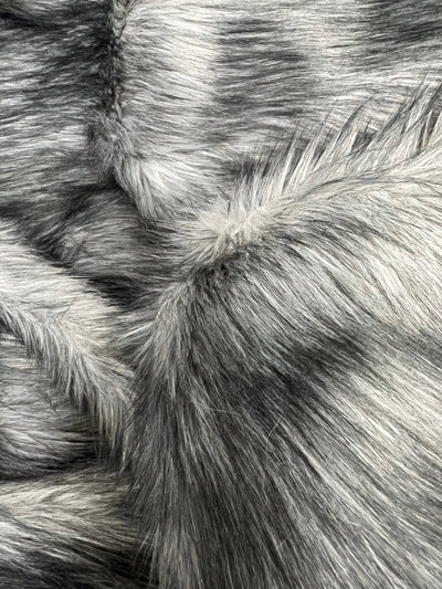 Bethany GREY BLACK Frost Mongolian Long Pile Soft Faux Fur Fabric for Fursuit, Cosplay Costume, Photo Prop, Trim, Crafts
