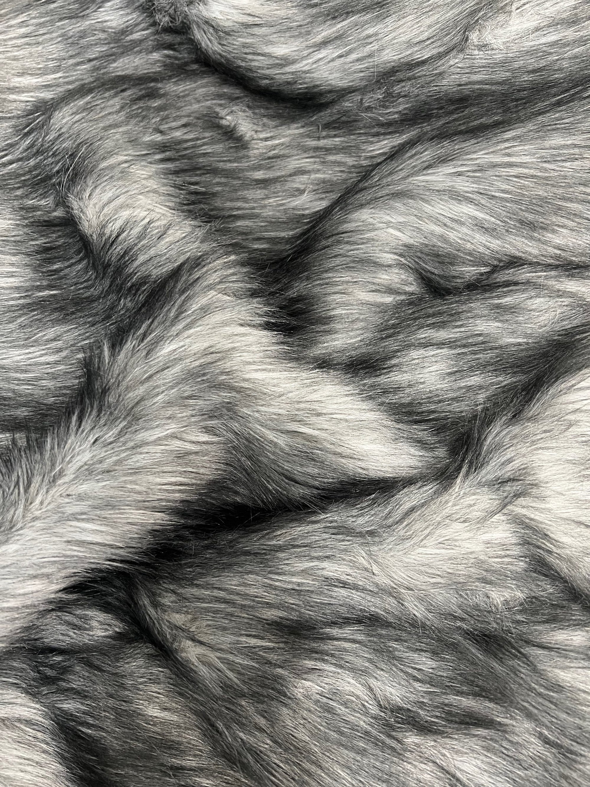 Bethany GREY BLACK Frost Mongolian Long Pile Soft Faux Fur Fabric for Fursuit, Cosplay Costume, Photo Prop, Trim, Crafts
