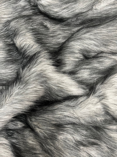 Bethany GREY BLACK Frost Mongolian Long Pile Soft Faux Fur Fabric for Fursuit, Cosplay Costume, Photo Prop, Trim, Crafts