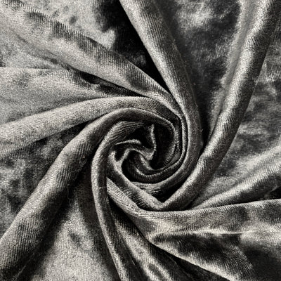 Samantha CHARCOAL GREY Polyester Stretch Crushed Velvet Fabric for Bows, Topknot. Headwraps, Scrunchies, Clothes, Costumes, Crafts