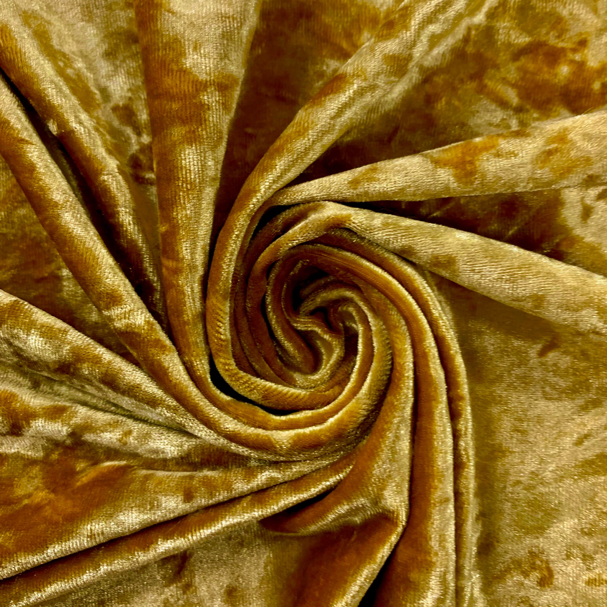 Samantha DARK GOLD Polyester Stretch Crushed Velvet Fabric by the Yard for Bows, Topknot. Headwraps, Scrunchies, Clothes, Costumes, Crafts