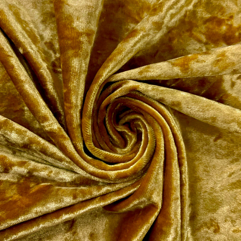 Samantha DARK GOLD Polyester Stretch Crushed Velvet Fabric by the Yard for Bows, Topknot. Headwraps, Scrunchies, Clothes, Costumes, Crafts