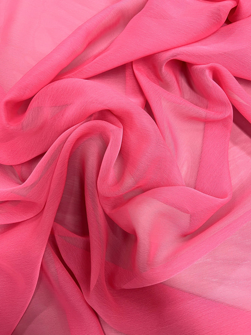 Jolene BRICK PINK Polyester Two-Tone Chiffon Fabric by the Yard - 10135