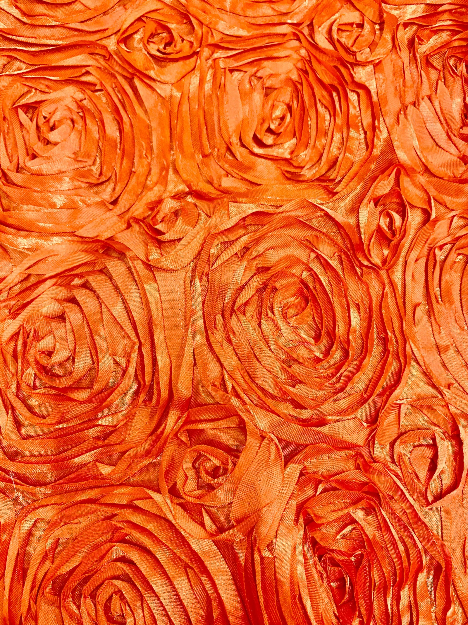 Paige ORANGE-B 3D Floral Polyester Satin Rosette Fabric by the Yard - 10028