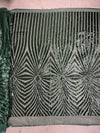 Maia HUNTER GREEN Geometric Sequins on Mesh Lace Fabric by the Yard - 10138
