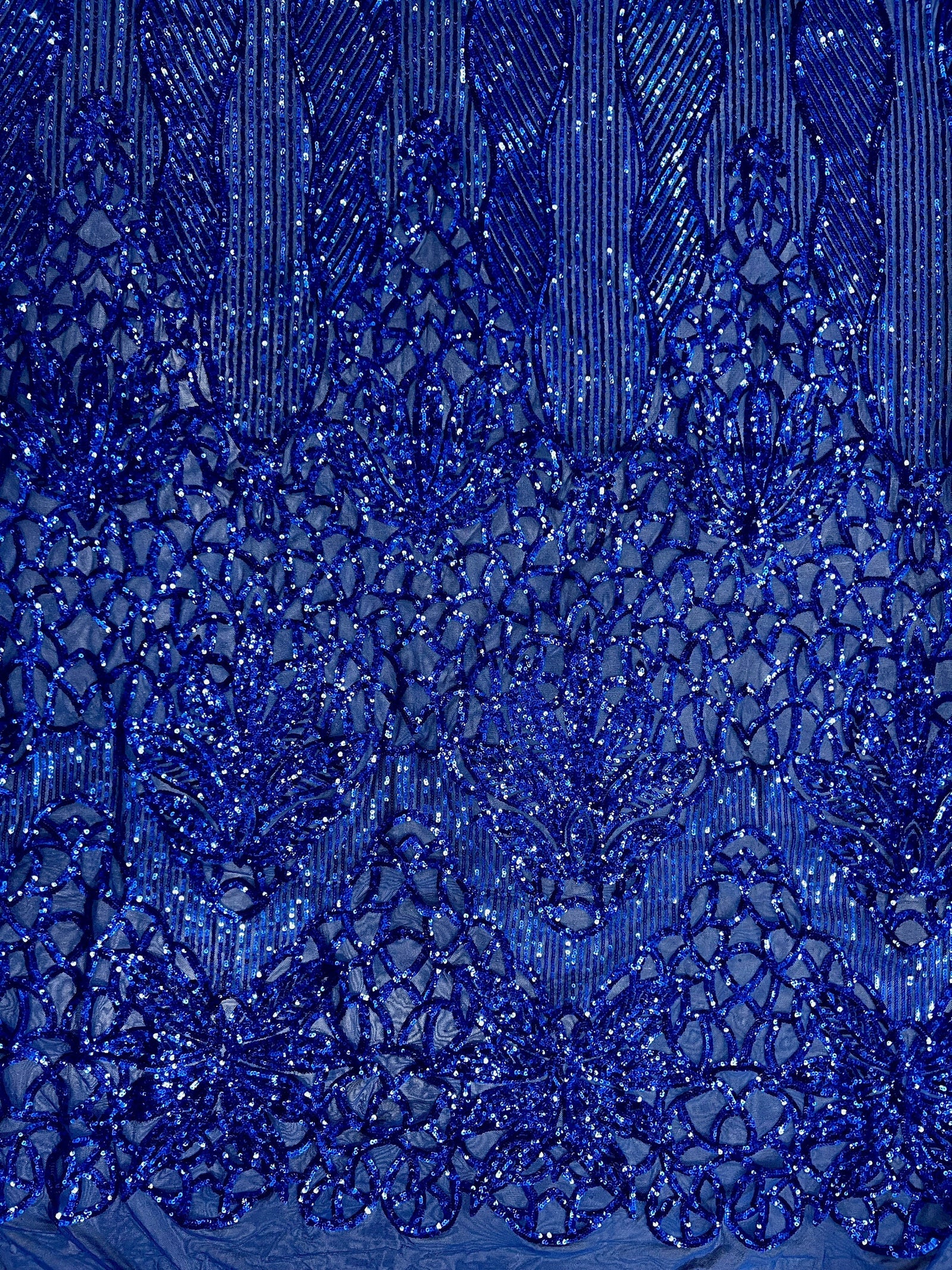 Artemis ROYAL BLUE Sequins on Mesh Lace Fabric by the Yard