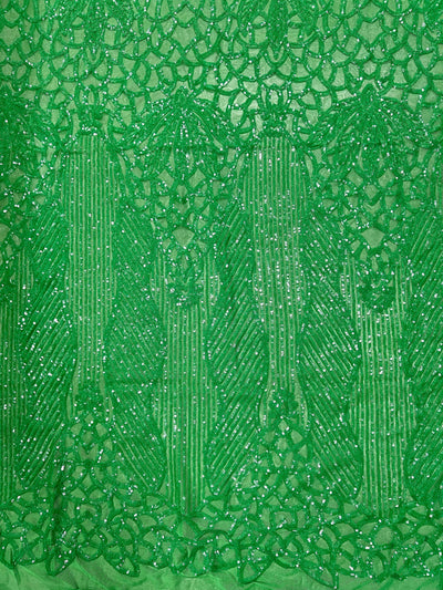 Artemis GREEN Sequins on Mesh Lace Fabric by the Yard